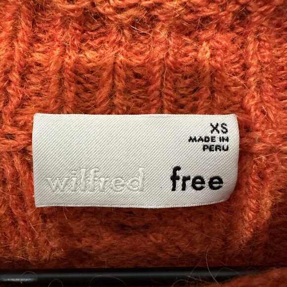 Wilfred Free Sweater Womens XS Orange Cable Knit Mock Neck Cropped Alpaca Wool - Picture 4 of 7